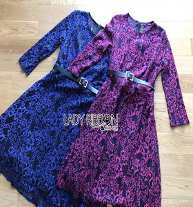 Lady Ribbon Dress with Black Leather Belt เดรสผ้าลูกไม้