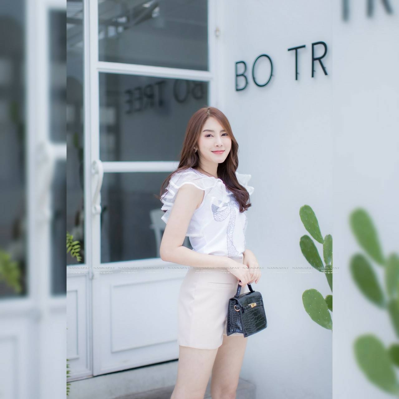 เสื้อผ้ายืดเนื้อดีเพ้นโบว์