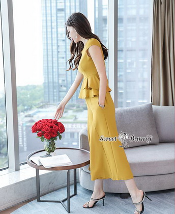 งานเกาหลีผ้าพื้นสีเหลืองทองเนื้อดีผ้านุ่ม