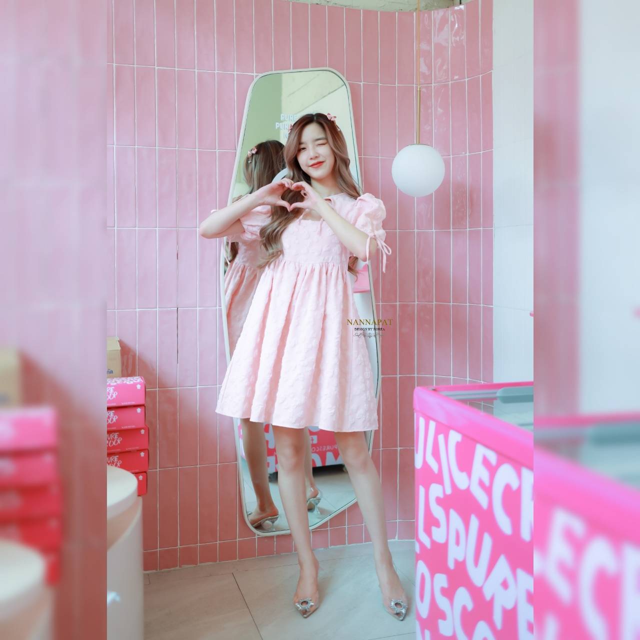 Dress น่ารักซิปหลังแขนพอง