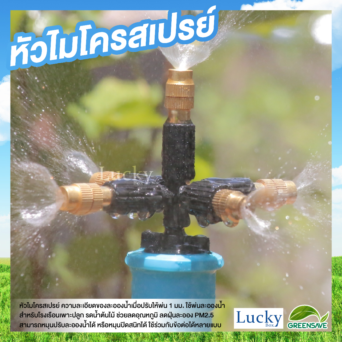 หัวไมโครสเปรย์ ทองเหลือง 5 ทาง ความละเอียด 1 มม. (แพ็ค 20 ชิ้น)