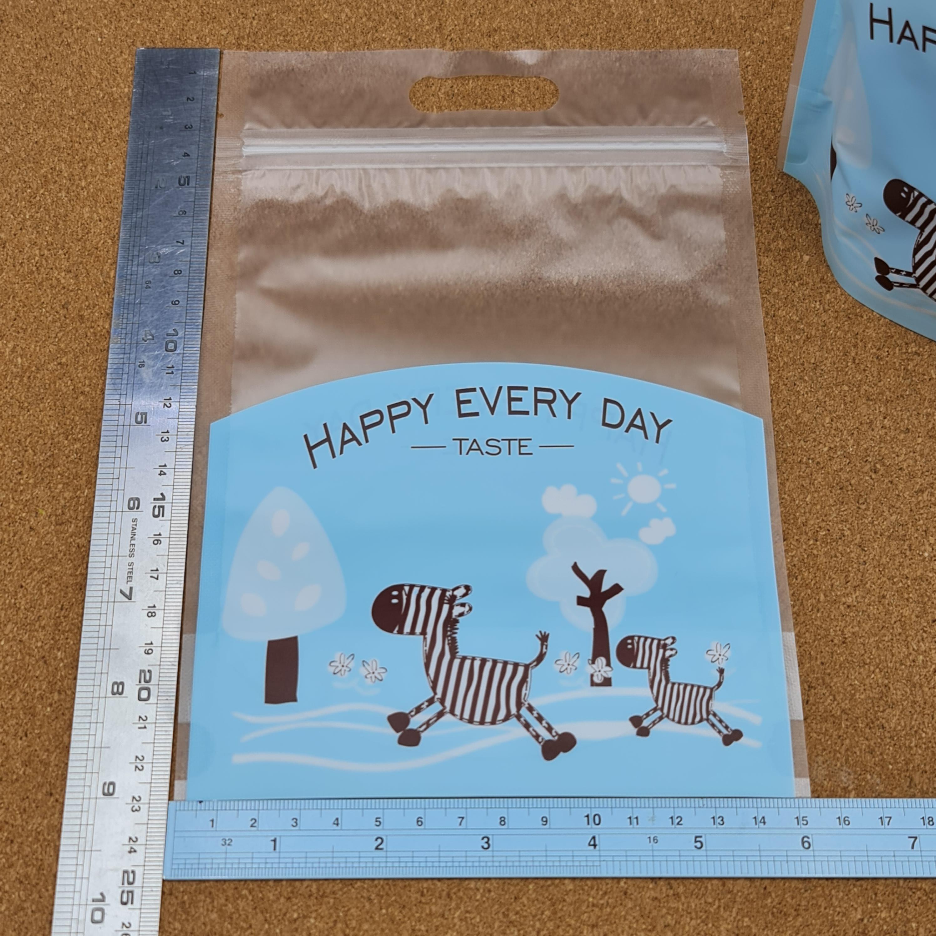 ถุงซิป มีหูหิ้ว ตั้งได้ ม้าลายฟ้า 15.5×23+6.5cm. 50ใบ/แพ็ค 20ใบ/แพ็ค พลาสติก แพ็คเกจ เบเกอรี่ j12