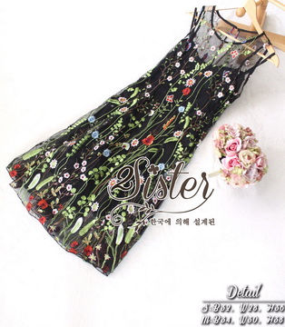 Lady Ribbon ออนไลน์ เสื้อผ้าออนไลน์ พร้อมส่งของแท้ ST15130716 🍀สินค้าพร้อมส่ง🍀 한국에 의해 설계된 2Sister Made, Black Forest Premium with Fancy-Color-Flora Dress