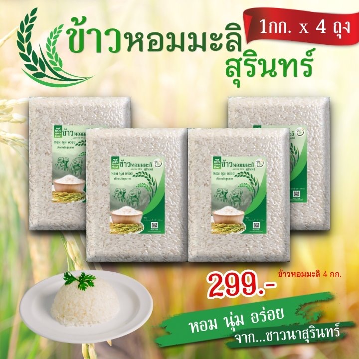 ข้าวหอมมะลิสุรินทร์ 1กก x 4 แพ๊ค