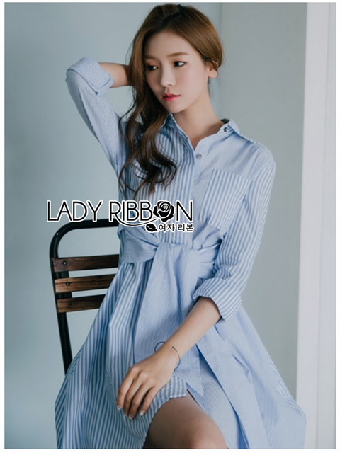 Twisted Cotton Dress Lady Ribbon ขายเดรส