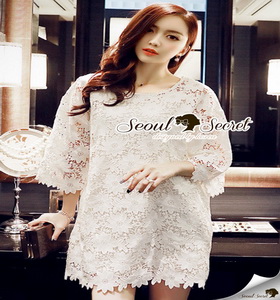 Floral White Lace Dress เรียบหรูสวยหวานด้วยเดรสทรงแขนบาน