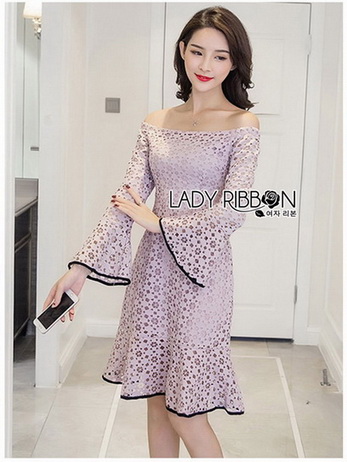 เดรสเปิดไหล่ผ้าลูกไม้