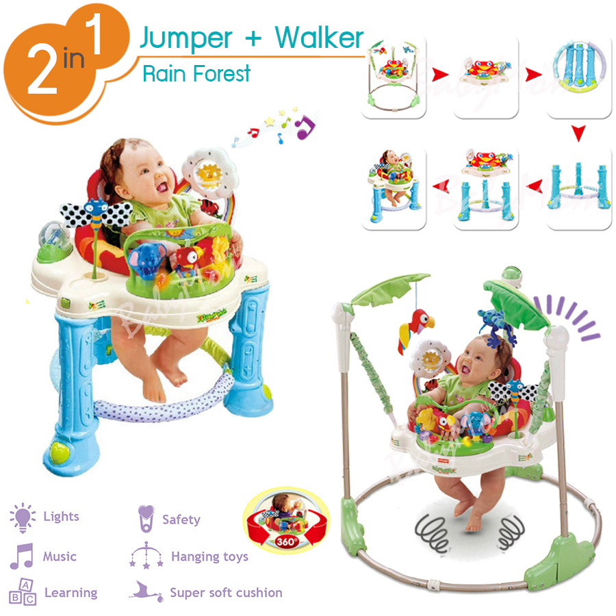 Jumper & Walker 2in1 รุ่น Jungle Jumbo จัมเปอร์ รถหัดเดิน ในชุดเดียว เก้าอี้กระโดด 360 องศา ของเล่นเสริมพัฒนาการ พร้อมเสียงเพลงดนตรีสนุกน่ารัก nontoxic ของแท้ 100%