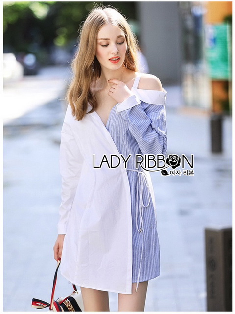 Shirt Dress Lady Ribbon ขายเชิ้ตเดรส