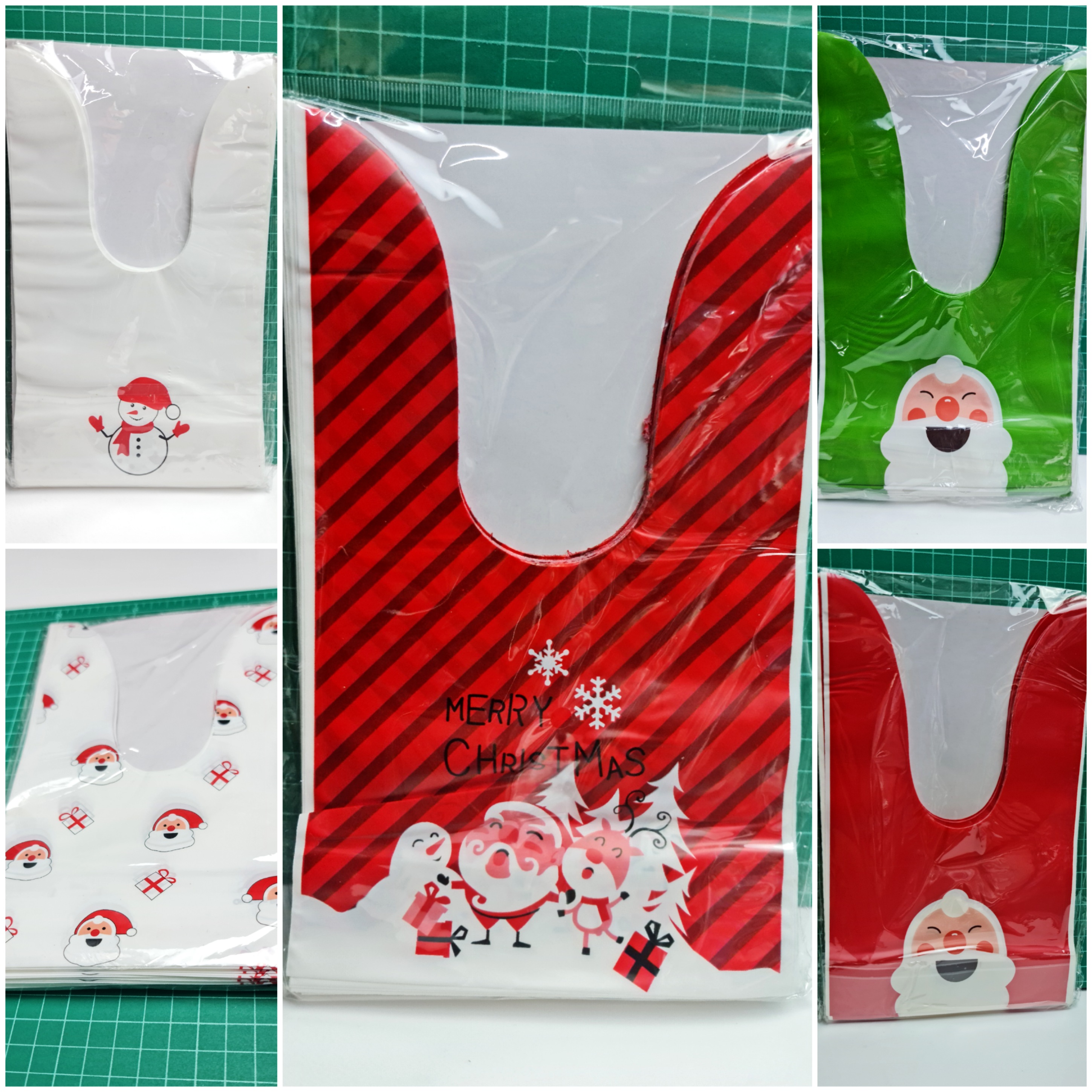 🇹🇭ส่งทุกวัน ถุงหูกระต่าย 13×22+6.5cm. / 13.5*23+6.5cm. ~50ใบ/แพ๊ค/1ลาย ปีใหม่ คริสมาส Happy ถุงพลาสติก ถุงของชำร่วย j12 bbpo