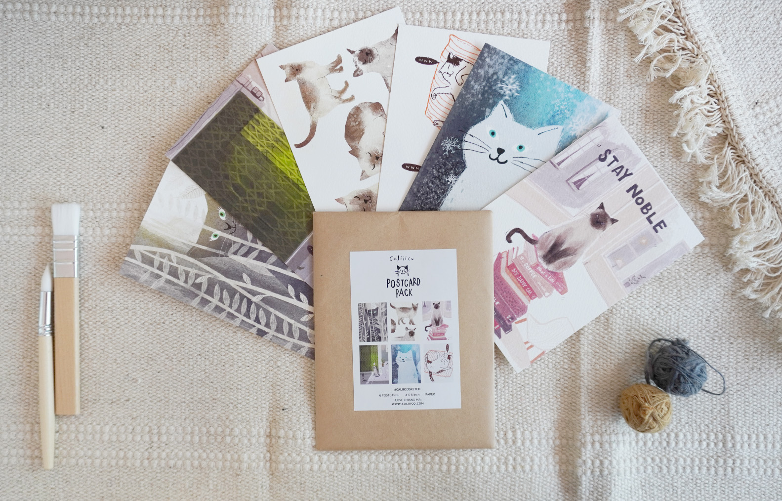 โปสการด์แพ็ค ลายแมวชุดที่6 ในเชตมี 6ใบ คละลาย Postcard Pack Cat Set 6 4x6 inch