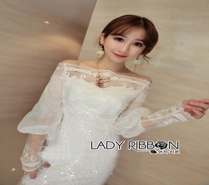 Lady Ribbon Lace and Sequin Embroidered Mini Dress
