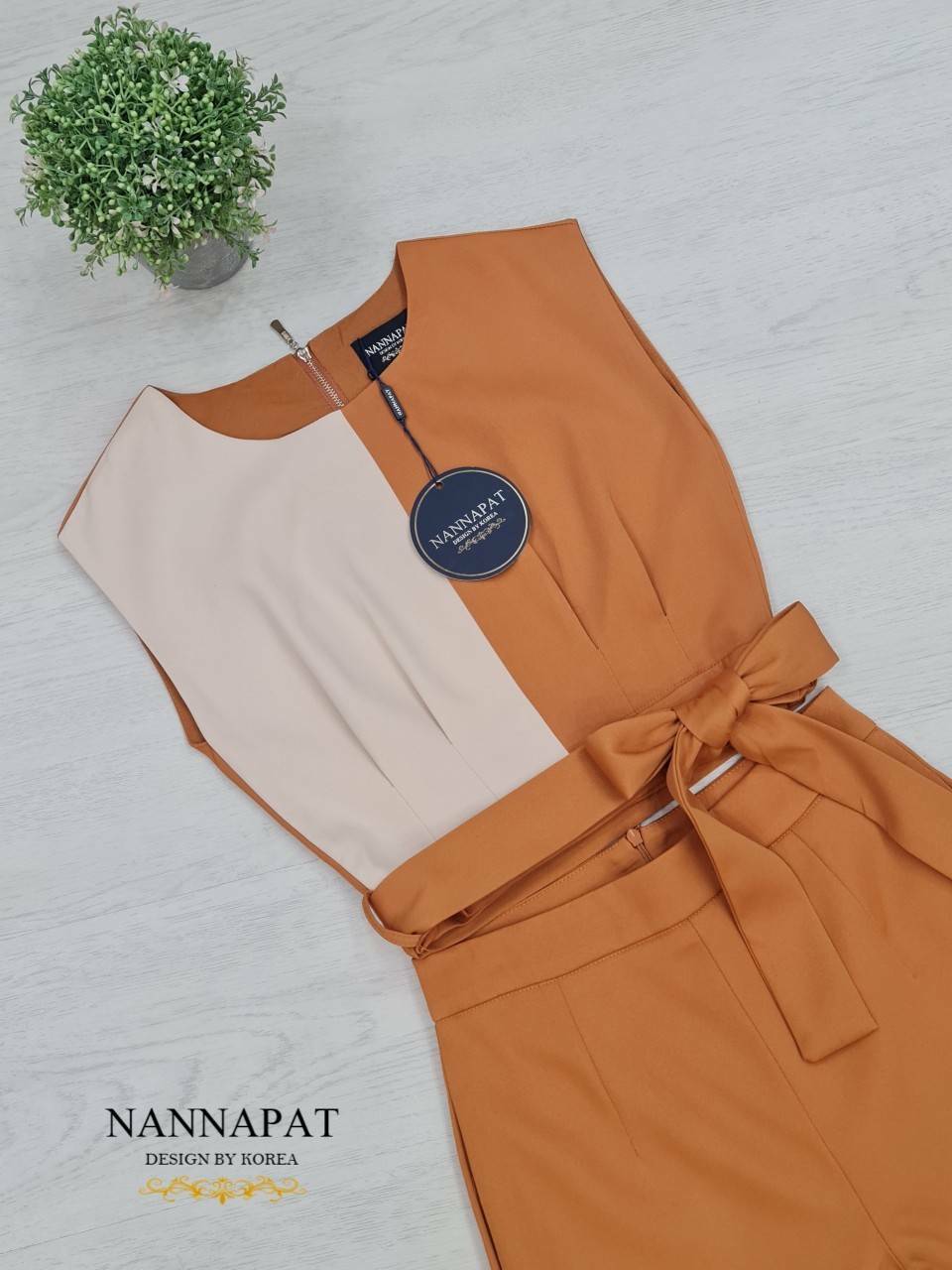 เสื้อทูโทน ซิปหลัง ผูกโบว์