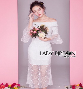 Lady Ribbon Fiona Off-Shoulder Bridesmaid Ruffle White