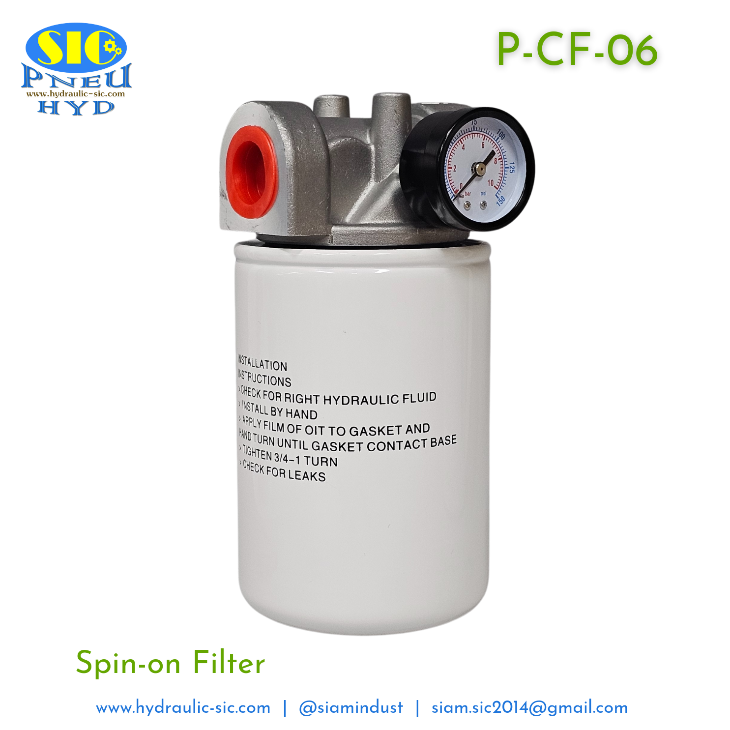 P-CF-06 : POKE Spin On Filter 3/4" ไส้กรองไฮดรอลิค 10 Micron กรองขากลับ กรองละเอียด กรองกระป๋อง