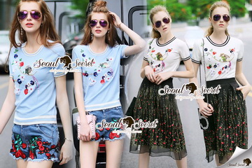 Lady Ribbon Online เสื้อผ้าออนไลน์ ขายส่งของแท้ราคาถููก SS11110716 Seoul Secret Say's... Birdy Luminous Furnish Kint Blouse