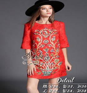 2Sister Made, Red Gold Luxury Dress Adorn