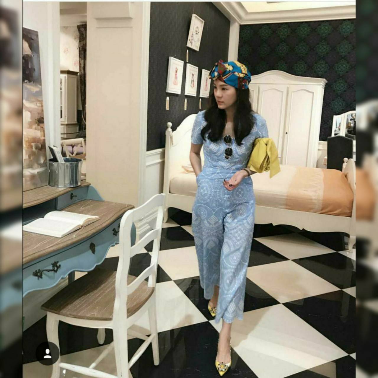 จั้มสูทงานปักกางเกงมีกระเป๋าข้าง