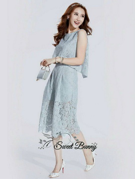 Lady Ribbon พร้อมส่งเสื้อผ้าออนไลน์ SW08120716 Sweet Bunny Present... Petite Bow Back Wide Lace Pants set