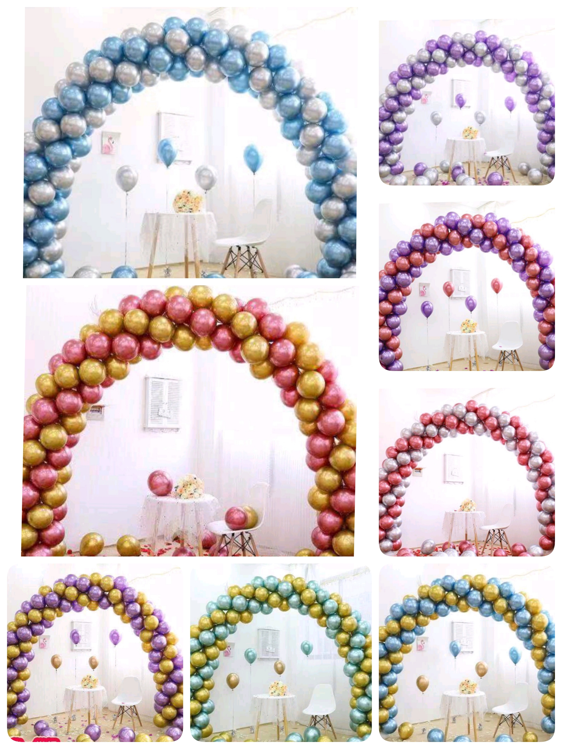 ซุ้มโค้งลูกโป่งโครเมี่ยมลายเกลียว งานเปิดร้าน Balloons colum