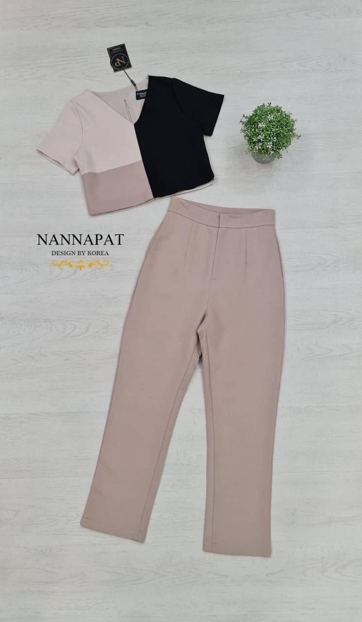 เสื้อทรีโทนซิปหลังกางเกงทรงสวย