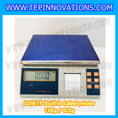 เครื่องชั่งน้ำหนักดิจิตอล พิกัดน้ำหนัก 15kg ยี่ห้อ SDS รุ่น IDS816 ค่าละเอียด 0.5g Built-in Label printer