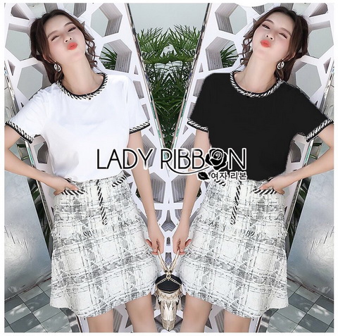 เซ็ตเสื้อยืดเรียบๆและกระโปรงใส่แล้วเหมือนสาวปารีส