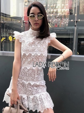 Lady Alessia White lace Cropped Top and Ruffle