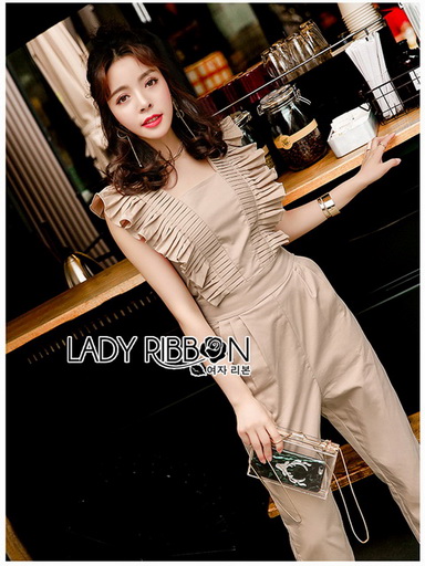 Beige Gold Lady Ribbon Jumpsuit