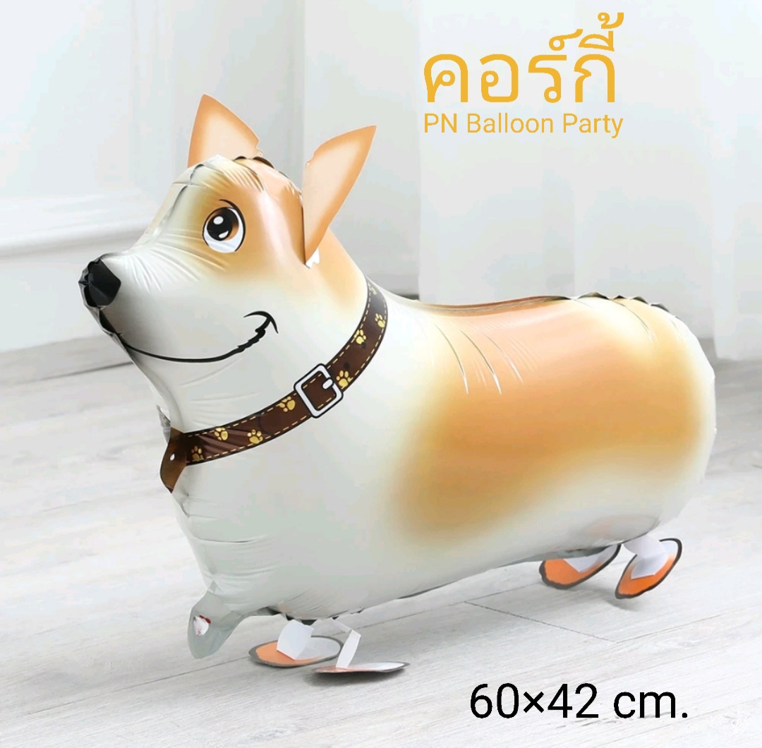 Walking Pet สัตว์เลี้ยงเดินได้ ลูกโป่งสุนัขคอร์กี้ ( Corgi ) Walking Dog Balloon