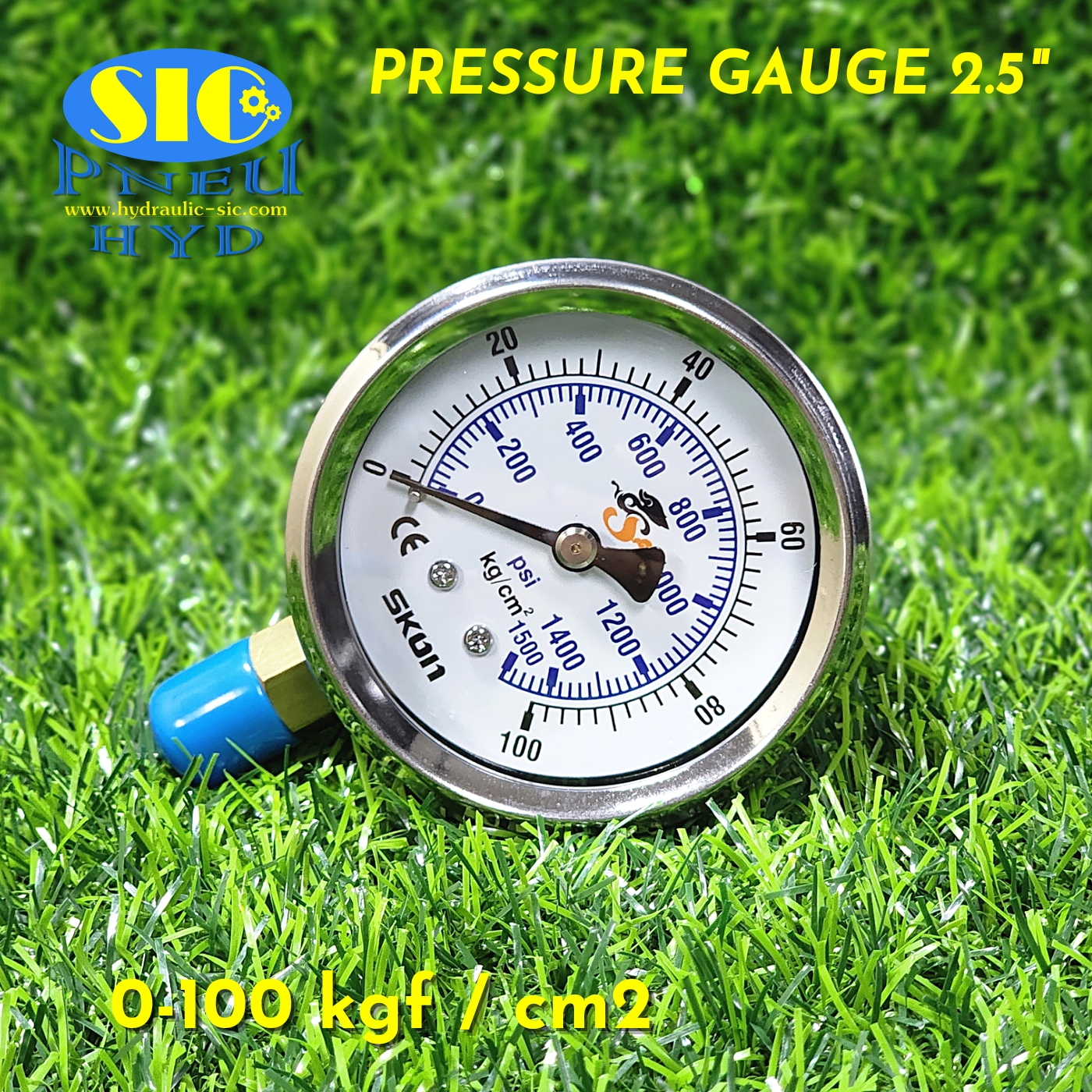 321-21-222** Pressure Gauge kgf-cm2/Psi เกจวัดแรงดัน หน้าปัด 2-1/2" เกลียวออกข้าง (SKON)
