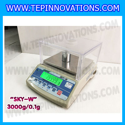 เครื่องชั่งดิจิตอล ทศนิยม 1 ตำแหน่ง SKY-W 3000gx0.1g เครื่องชั่งละเอียดสูง3000g เครื่องชั่งน้ำหนัก3000g ตาชั่ง3000กรัม ตาชั่งดิจิตอล3000กรัม พิกัดน้ำหนัก 3000g ความละเอียด 0.1g ยี่ห้อ JADEVER รุ่น SKY-W (เครื่องชั่งมีใบผ่านตรวจรับรองจากสำนักชั่งตวงวัด)