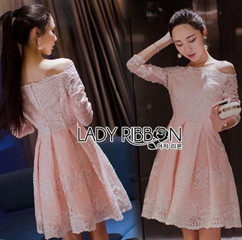 Lady Pink and White Lace Dress