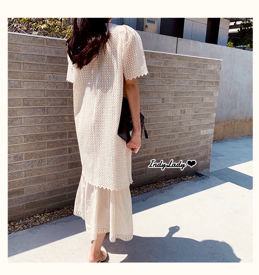 Dress งานลูกไม้ สีครีม