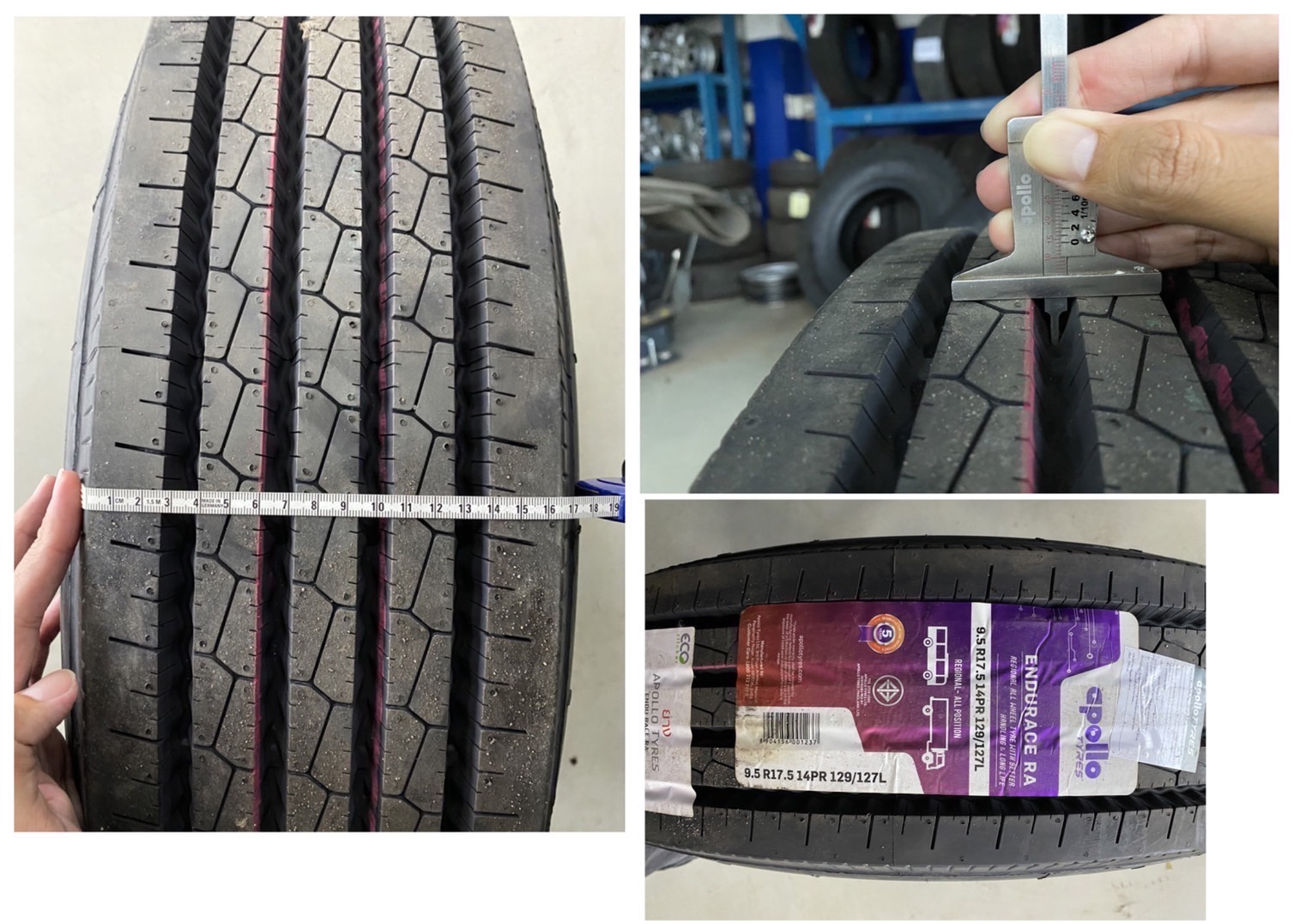 ยางรถบรรทุก เรเดียล ขนาด 9.5R17.5 รุ่น EnduRace RA ชนิด TL 14PR ยี่ห้อ Apollo