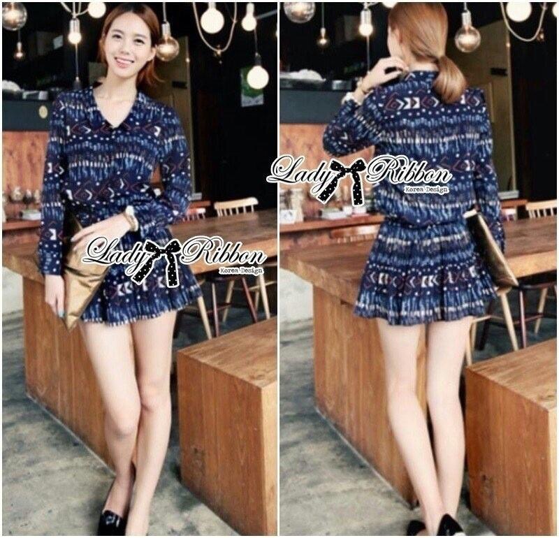 Lady Ribbon-ขายส่ง's Made 🎀 Lady Ashley Trical Chic Set เซ็ตเสื้อเชิ้ตและกระโปรงสั้นลายชนเผ่าสุดชิค รับรองว่าเซ็ตนี้คุ้มมากค่ะเพราะได้ถึงสองตัวด้วยกันขายราคาส่งกันไปเลย