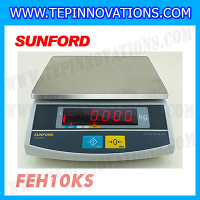 เครื่องชั่งดิจิตอล 10 kg เครื่องชั่งดิจิตอล 10 กิโลกรัม เครื่องชั่งดิจิตอลตั้งโต๊ะ พิกัด 10 kg ค่าละเอียด 1 g ยี่ห้อ SUNFORD รุ่น FEH10KS (รหัสตัวแทน B198)
