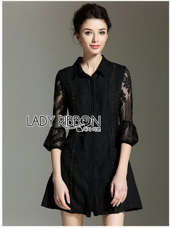 Cotton Shirt Lady Ribbon Shirt Dress