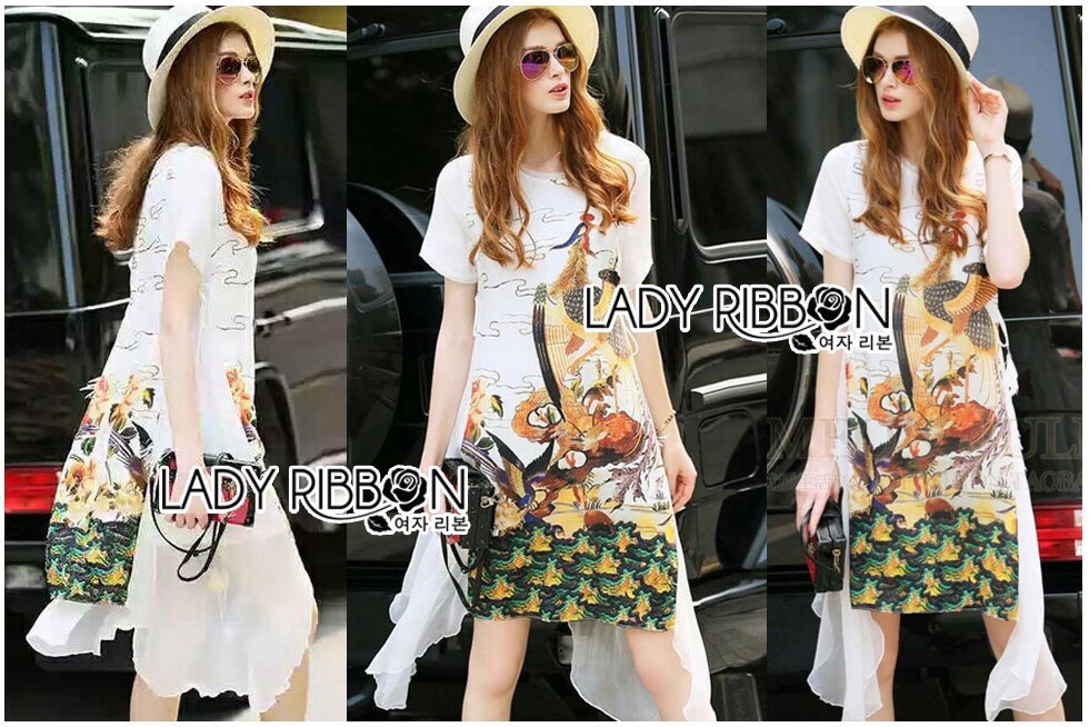 Price : 750฿ LR10260516 🎀 Lady Ribbon's Made 🎀 Lady Angela Eastern Printed Polyester and Chiffon Dress with Feather Belt เดรสผ้าโพลีเอสเตอร์และชีฟองพิมพ์ลายพร้อมเข็มขัดประดับขนนก ตัวนี้โดดเด่นที่ลายพิมพ์และทรงชุดเก๋มากๆ เป็นแขนสั้น ตรงก