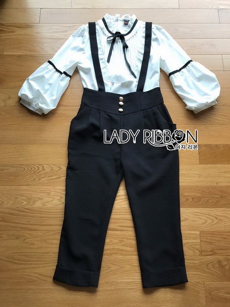 Blouse with Black Lady Ribbon Jumpsuit