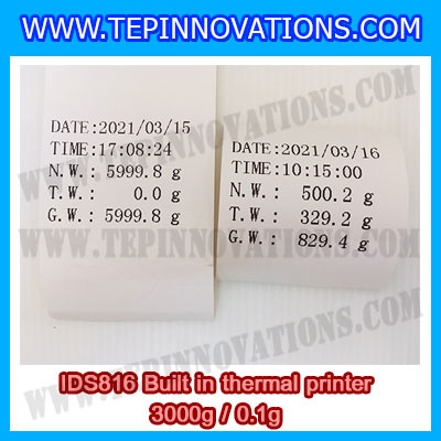 เครื่องชั่งดิจิตอล พิกัดน้ำหนัก 3kg Built-in thermal printer ยี่ห้อ SDS รุ่น IDS816 ค่าละเอียด 0.1g