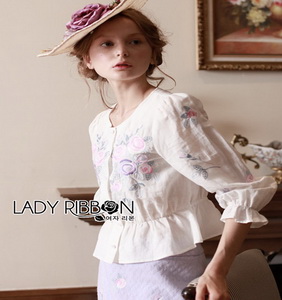 Rose Embroidered Peplum Top Lady Ribbon เสื้อผ้าคอต