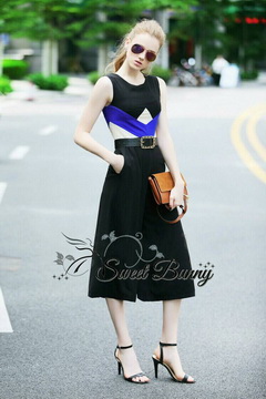Lady Ribbon Online เสื้อผ้าออนไลน์ ขายส่งของแท้พร้อมส่ง Sweet Bunny SW03250716 Sweet Bunny Present... Oriental Jumpsuit With Belt
