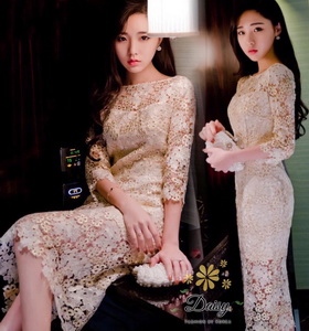 ชุดเดรสผ้าลูกไม้เนื้อดี ทอสวยมีซับใน