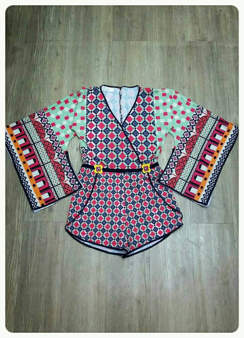 Lady Ribbon Online SB16020616 Sweet Bunny Present... Issue Red Checkered Half Jumpsuit
