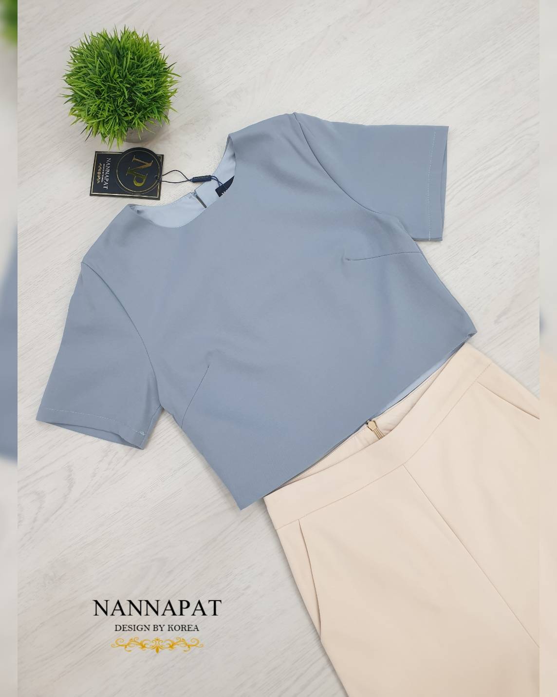 เสื้อซิปหลัง กางเกงทรีโทน