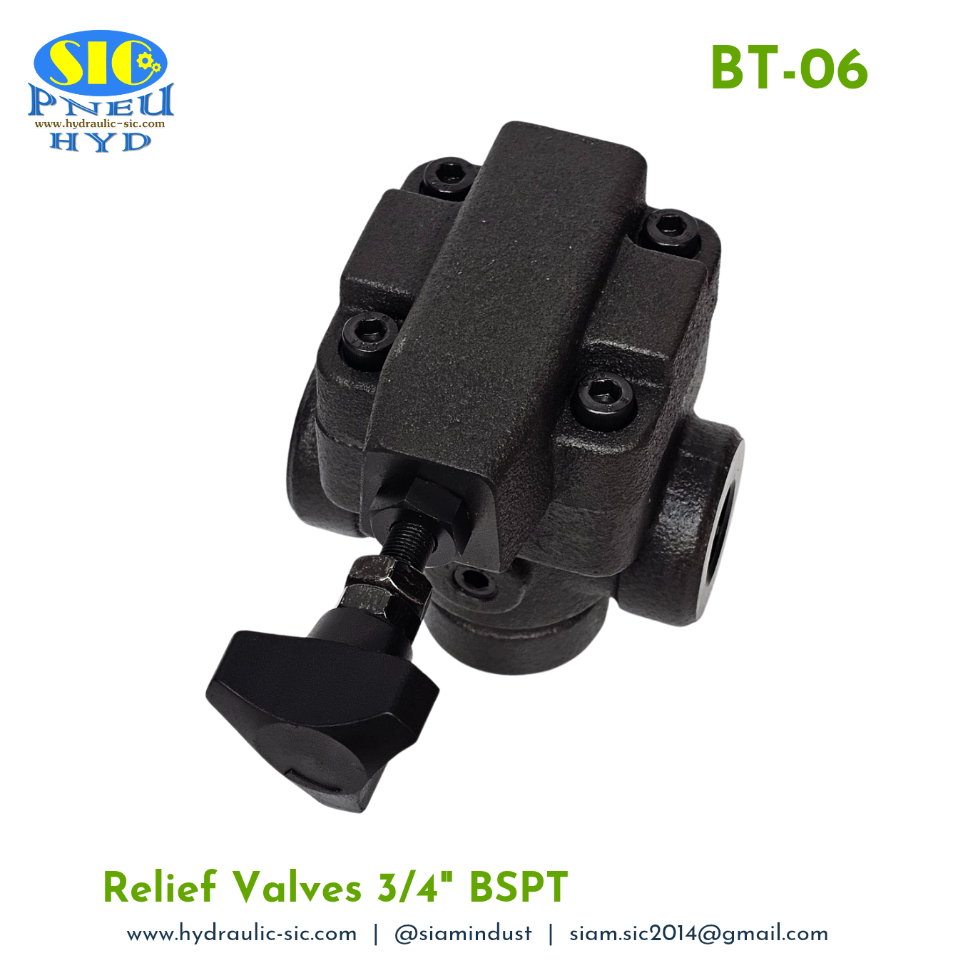 BT-06-H Relief Valve วาล์วปรับแรงดันน้ำมันไฮดรอลิค แบบต่อท่อ 3/4" : YOUQUEN