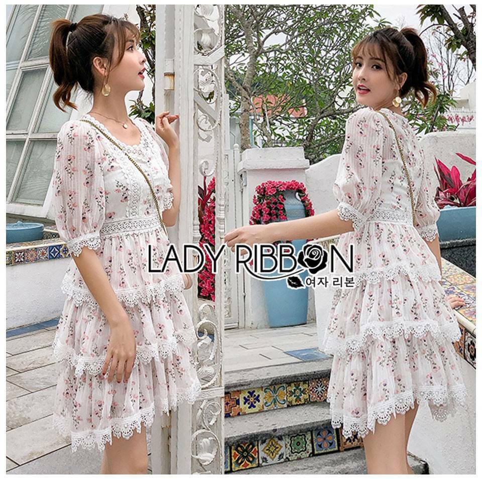 And Ruffled Silk Dress เดรสผ้าซิลเนื้อดีพิมพ์ลายดอกไม้