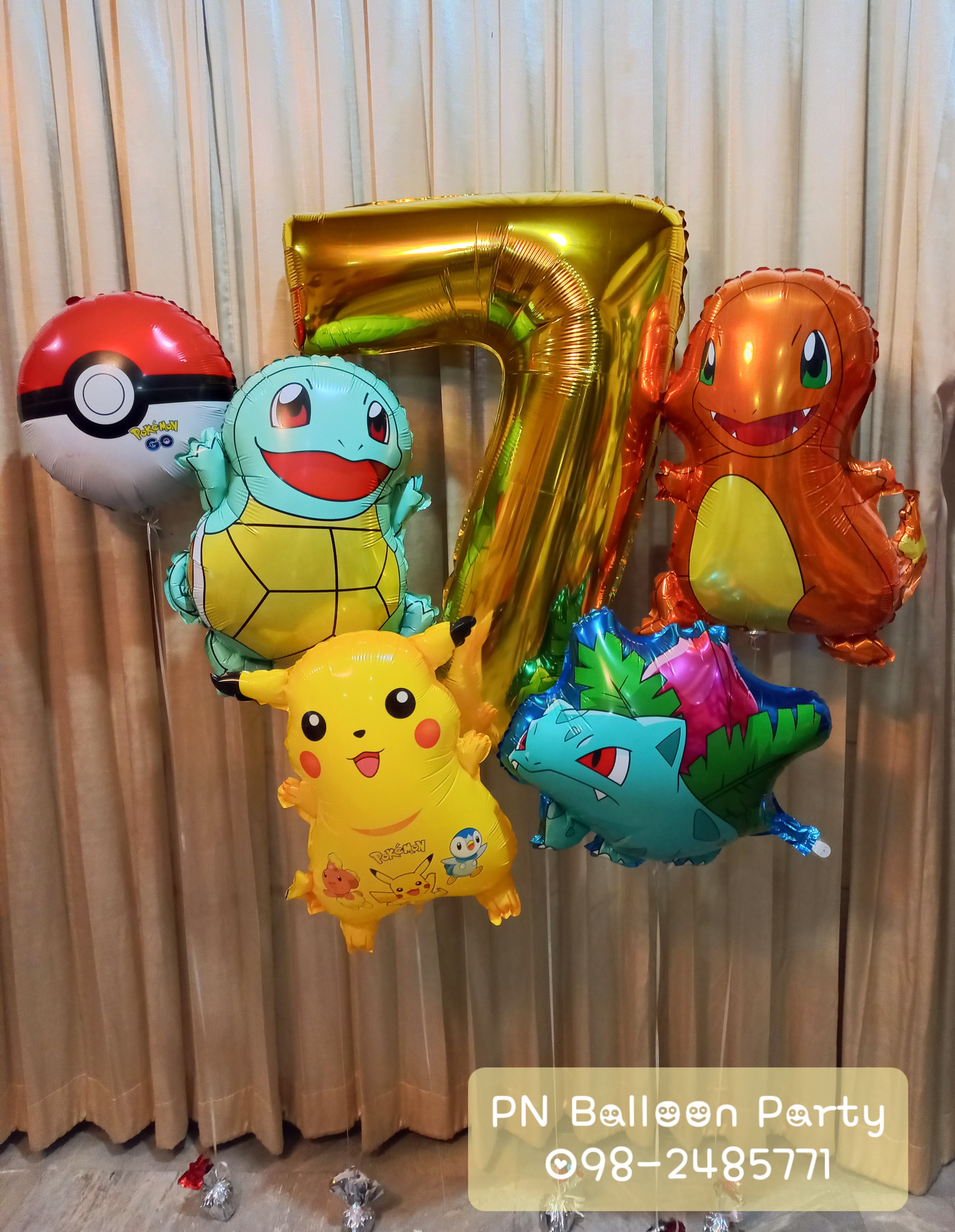 ลูกโป่งตัวเลข+โปเกมอน 5 ตัวPokemon Pikachu Balloon