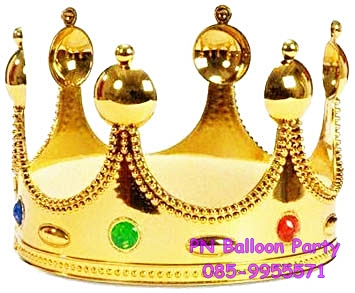 มงกุฎพระราชามงกุฎเจ้าหญิง สีทอง ประดับเพชรสีวิบวับดูสวยงาม